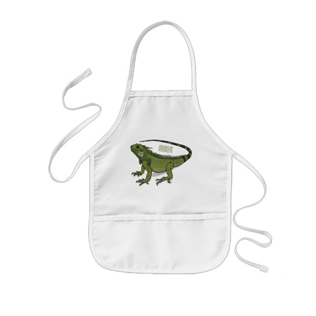 Iguana cartoon illustration  kids' apron (Front)