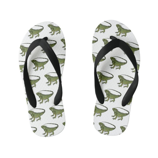 Iguana cartoon illustration  kid's flip flops (Footbed)