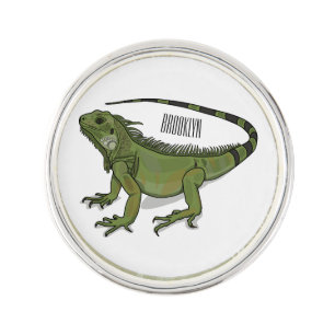 Iguana cartoon illustration lapel pin