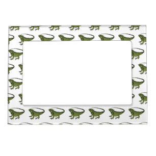 Iguana cartoon illustration magnetic frame