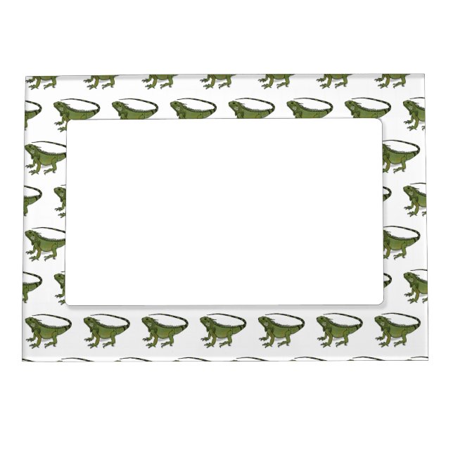 Iguana cartoon illustration  magnetic frame (Front)