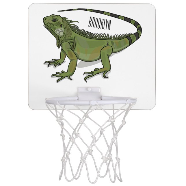 Iguana cartoon illustration  mini basketball hoop (Front)