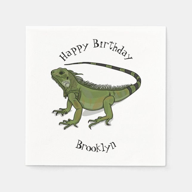 Iguana cartoon illustration napkins (Front)