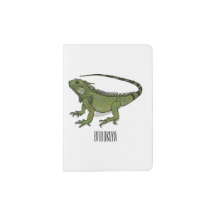 Iguana cartoon illustration passport holder