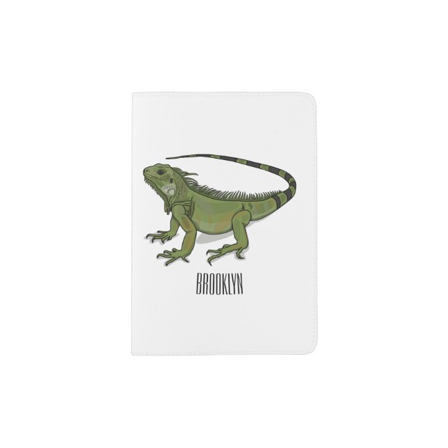 Iguana cartoon illustration passport holder (Front)