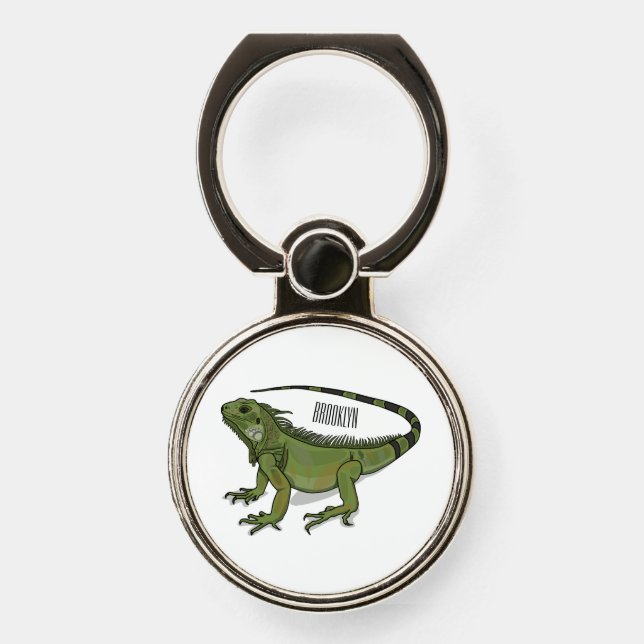 Iguana cartoon illustration  phone ring stand (Front)