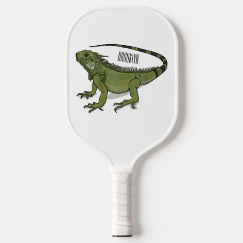 Iguana cartoon illustration  pickleball paddle