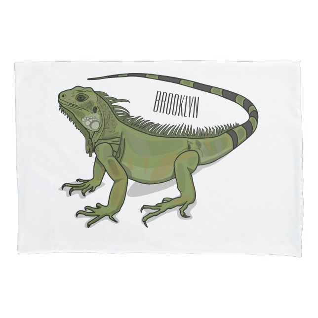 Iguana cartoon illustration pillow case (Front)