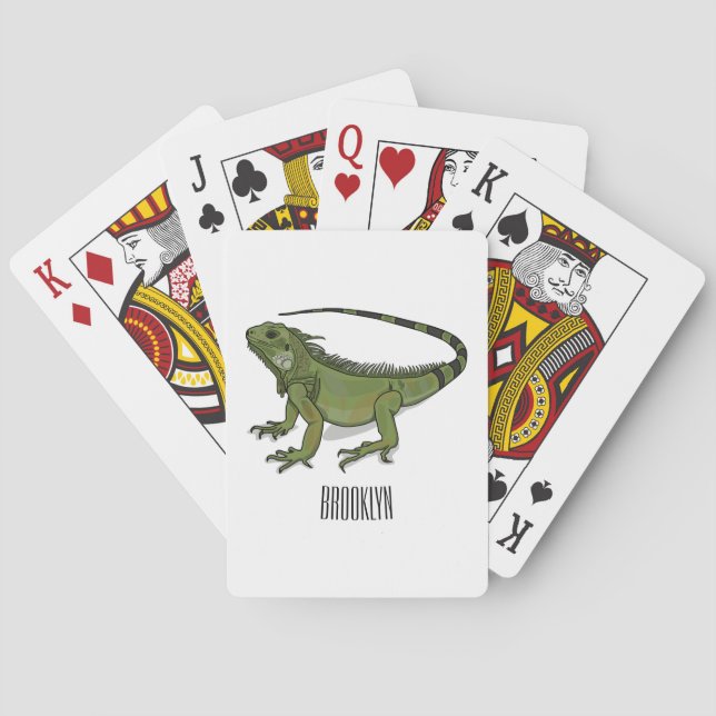 Iguana cartoon illustration poker cards (Back)