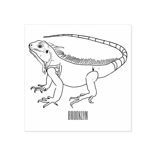 Iguana cartoon illustration rubber stamp (Imprint)
