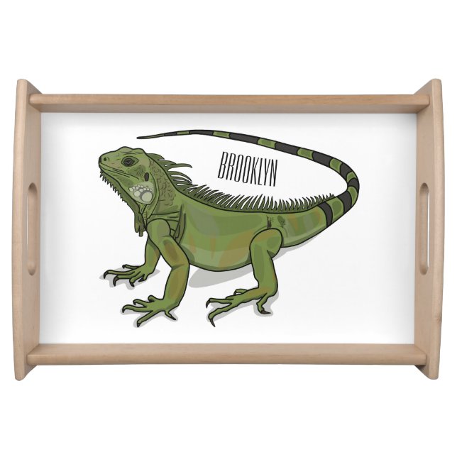 Iguana cartoon illustration  serving tray (Front)
