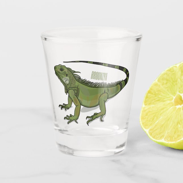 Iguana cartoon illustration  shot glass (Front)