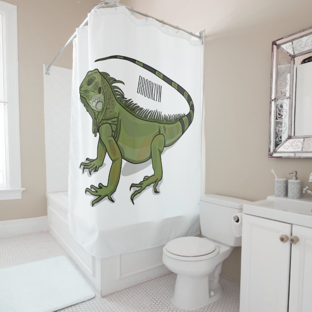 Iguana cartoon illustration  shower curtain (In Situ)