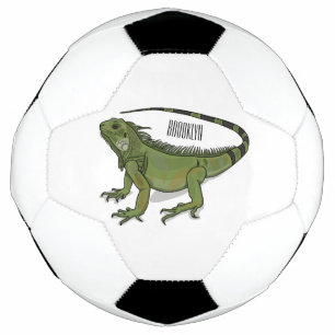 Iguana cartoon illustration soccer ball