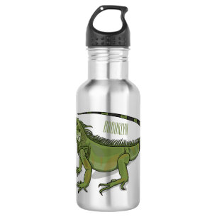Iguana cartoon illustration stainless steel water bottle