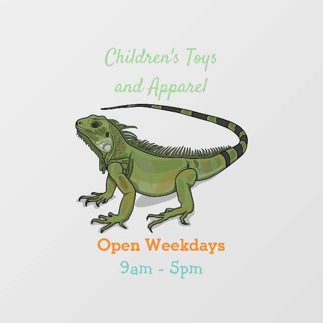 Iguana cartoon illustration window cling (Sheet)