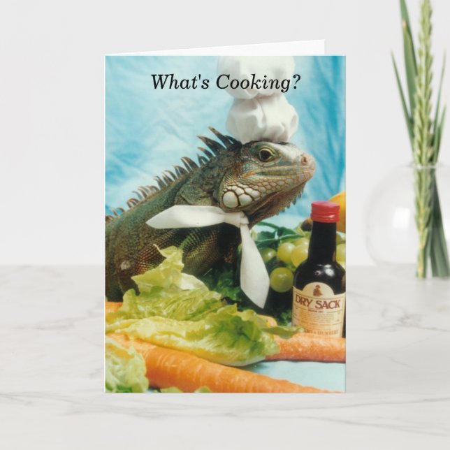 Iguana Chef Greeting Card (Front)