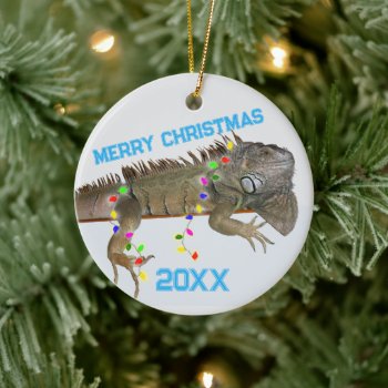 Iguana Christmas Photo Template Exotic Pets Ceramic Ornament by holiday_store at Zazzle