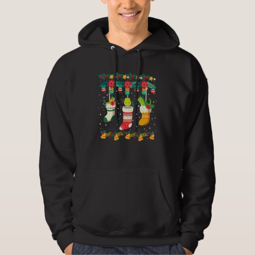 Iguana Christmas Stocks X Mas Lights Pajama Matchi Hoodie