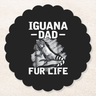 Iguana dad fur life paper coaster