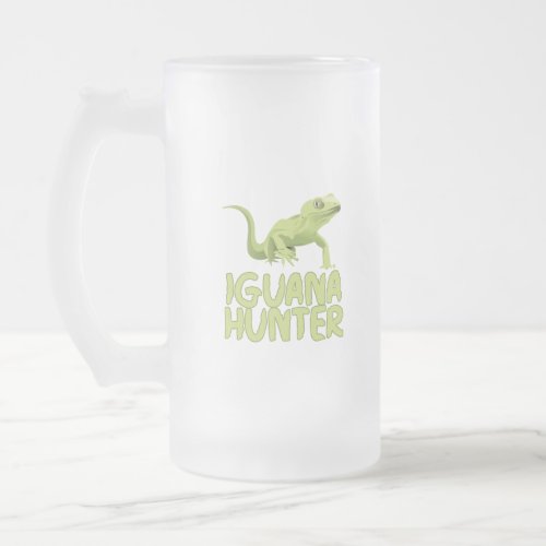 Iguana Hunter Frosted Glass Beer Mug