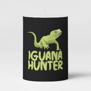 Iguana Hunter - Funny Iguana Reptile Lizard Pet Pillar Candle