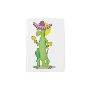 Iguana In A Sombrero Passport Holder