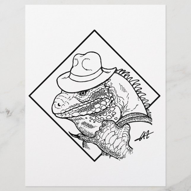 Iguana Jones - Coloring page. (Front)