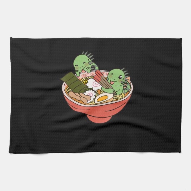 Iguana Kawaii Ramen Funny Pet Gift Kitchen Towel (Horizontal)