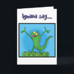 Iguana lizard funny cartoon happy birthday card<br><div class="desc">Iguana say Happy Birthday! For lizard lovers,  this green iguana card was created to add some fun to any birthday party. Can be customised with your own message such as thank you or a fun message of your own.</div>