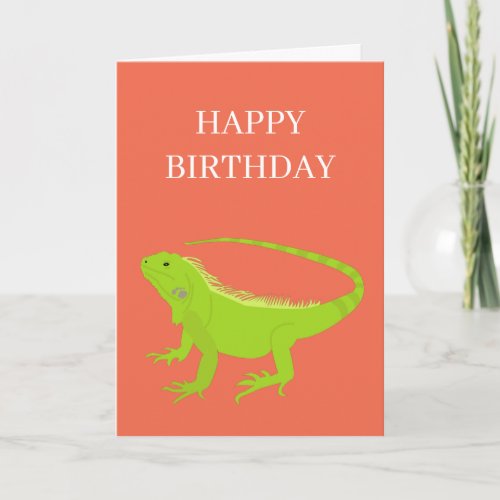 Iguana Lizard Illustration Birthday Card