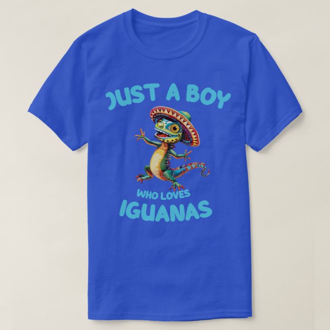 Iguana Lizard Just A Boy Who Loves Iguanas T-Shirt (Design Front)