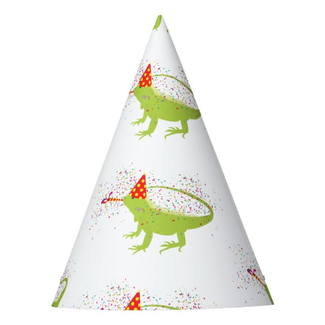Iguana Lizard Partying Animals Having a Party Party Hat (Front)