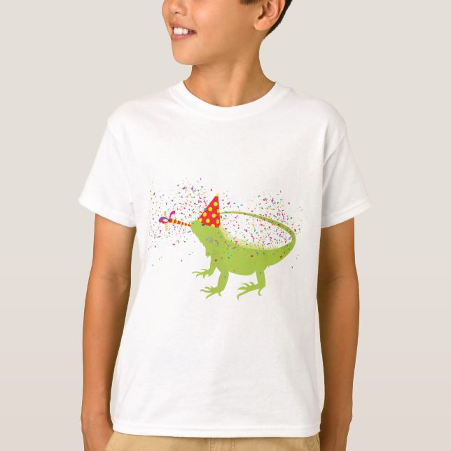 Iguana Lizard Partying Animals Having a Party T-Shirt (Front)