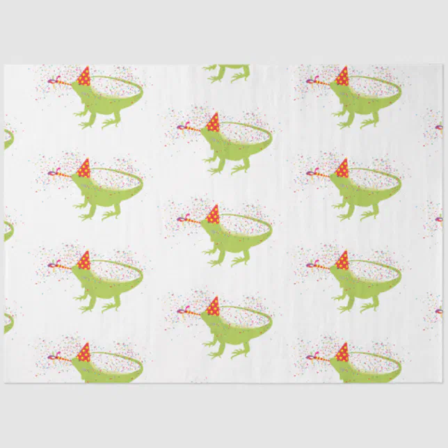 Iguana Lizard Partying Animals Having a Party Tissue Paper | Zazzle