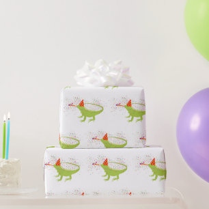 Iguana Lizard Partying Animals Having a Party Wrapping Paper