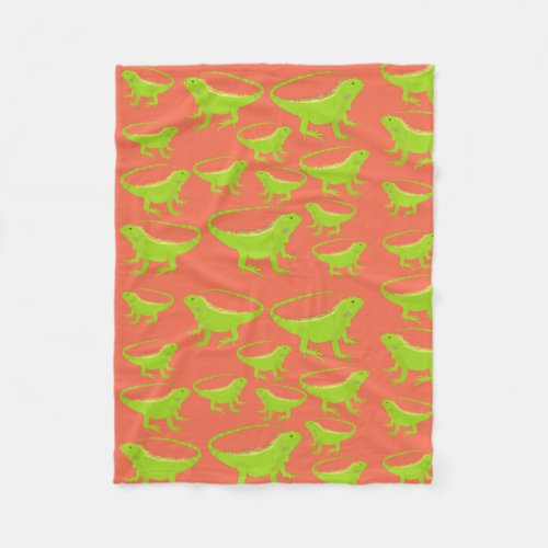 Iguana Lizard Pattern  Fleece Blanket