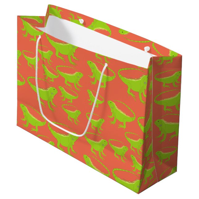 Iguana Lizard Pattern  Large Gift Bag (Front Angled)