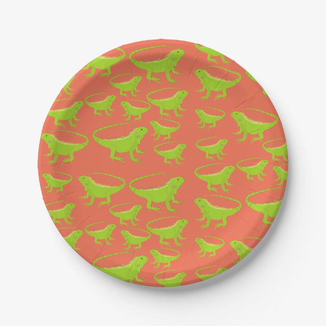 Iguana Lizard Pattern Paper Plates (Front)
