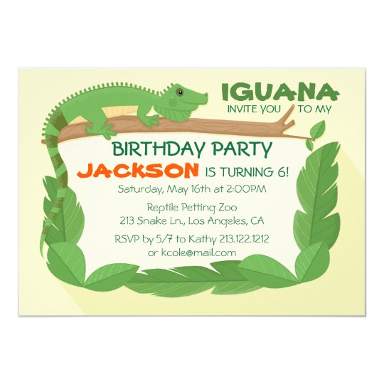 Iguana Lizard Reptile Birthday Invitation Zazzle Com