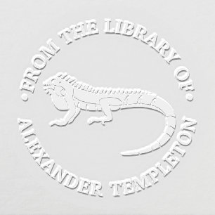 Iguana Lizard Reptile Library Book Name Embosser