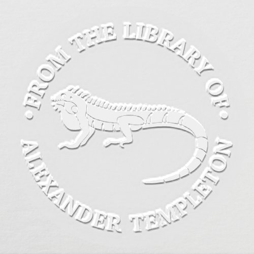 Iguana Lizard Reptile Library Book Name Embosser