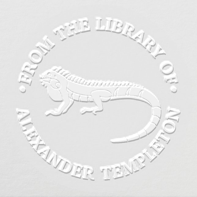 Iguana Lizard Reptile Library Book Name Embosser (Design)