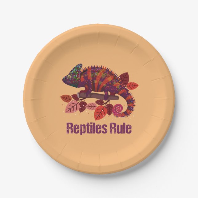 Iguana Lizard, Reptiles Rule Paper Plates (Front)