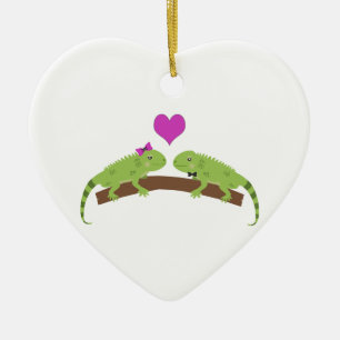 Iguana Love Ceramic Ornament