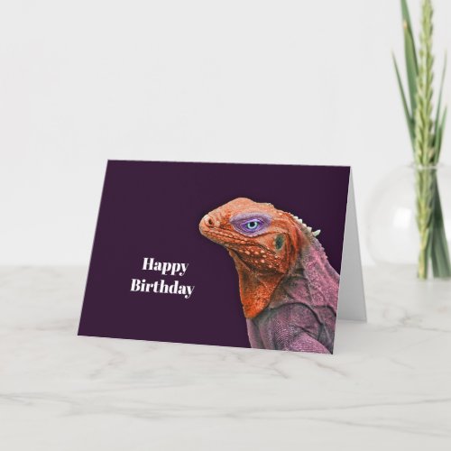 Iguana Orange Photo Birthday Card