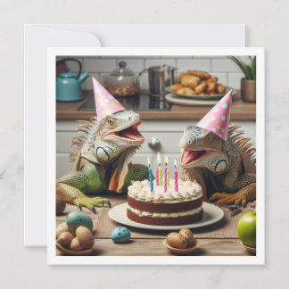 Iguana party animals, reptile birthday invitation