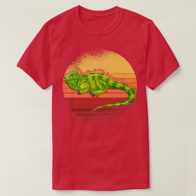 Iguana Retro Sunset Reptiles 2 T-Shirt (Design Front)