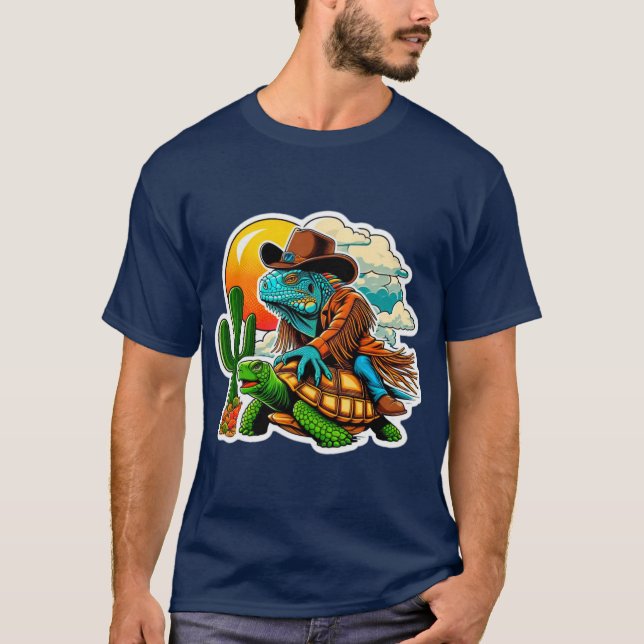 IGUANA RIDING DESERT TORTOISE 3 T-Shirt (Front)