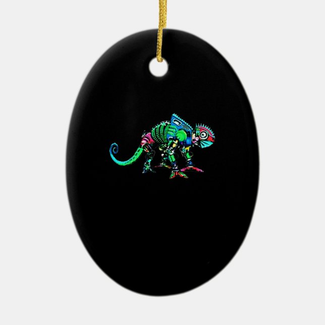 Iguana robot ceramic ornament (Front)